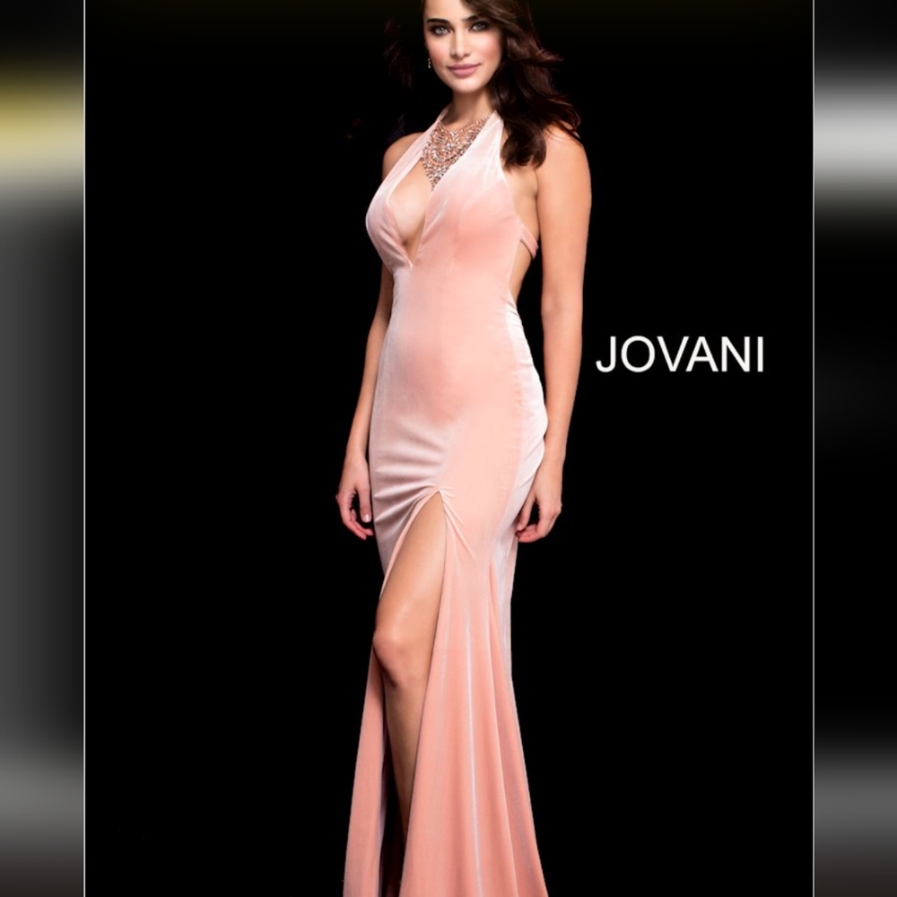 Jovani Pink Halter Evening Gown